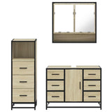 3 Piece Bathroom Furniture Set Sonoma Oak Engineered Wood 3301051