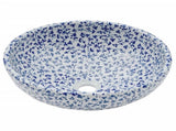 Countertop Basin White and Blue Round 41x14 cm Ceramic 155050