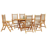 Garden Dining Set Folding 7 pcs Beige Solid Acacia Wood 3375741