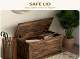 Storage Chest, Modern Storage Trunk with 2 Safety Hinges and Cut-out Handles, Wooden Toy Box for T3398P342476