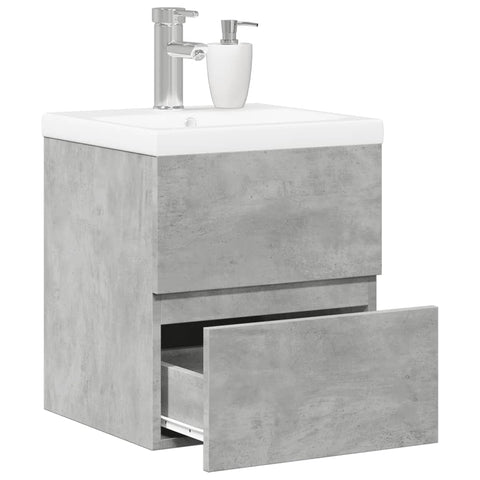 ZNTS 2 Piece Bathroom Furniture Set Concrete Grey Engineered Wood 3324907