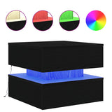 Coffee Table with LED Lights Black Oak 50x50x40 cm 862257