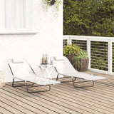 Folding Sun Lounger 2 pcs Cream 182 x 55 x 85.5 cm Textilene 42003157