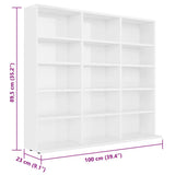 CD Cabinet High Gloss White 100x23x89.5 cm Engineered Wood 801793