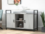 Modern Sideboard, Steel Frame Storage Cabinet with 2 Doors and Adjustable Shelves for Living Room, T3398P555935