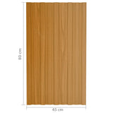 Roof Panels 12 pcs Galvanised Steel Light Wood 80x45 cm 317207