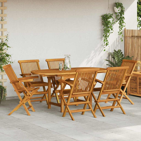 7 Piece Outdoor Dining Set Solid Teak Wood 44685