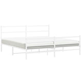 Metal Bed Frame without Mattress with Footboard White 193x203cm 355438