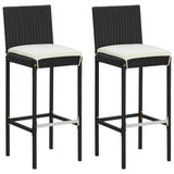 3 Piece Garden Bar Set with Cushions Poly Rattan Black 3095425