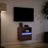TV Wall Cabinet with LED Lights Brown Oak 41x31x45 cm 852325
