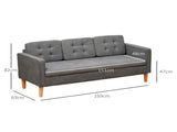 Modern 3 Seater Sofa with Hidden Storage, 169cm Tufted Cotton Couch with Wood Legs, Compact Sofa for T3398P328270