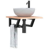 Basin Shelf Wall Mounted Steel and Solid Wood Oak 3302555