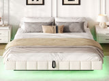 4ft6 Double Floating Bed Frame with Hydraulic Under-bed Storage & Smart RGB LED Lights, No Headboard N652P422490W