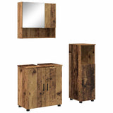 Bathroom Furniture Set 3 pcs Old Wood Engineered wood & Metal 3392951