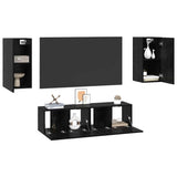 TV Cabinet Set Wall-mounted Black Oak Engineered Wood 3393463