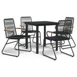 5 Piece Garden Dining Set Black PVC Rattan 3060274
