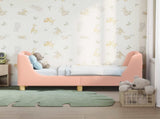 Toddler Bed Frame with Headboard Pink 70 x 140 cm Sheep Fabric 42010845