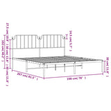 Metal Bed Frame without Mattress with Headboard Black 193x203cm 373893