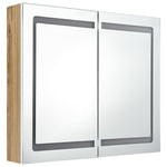 ZNTS LED Bathroom Mirror Cabinet White and Oak 80x12x68 cm 326516