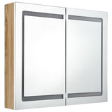 ZNTS LED Bathroom Mirror Cabinet White and Oak 80x12x68 cm 326516