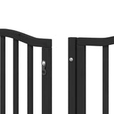 Dog Gate with Door Foldable 15 Panels Black 750 cm Poplar Wood 3155599