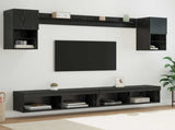 TV Wall Units with LED with LED 6 pcs Black Oak Engineered Wood 3402957