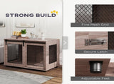 Dog Crate Furniture with Sliding Door for Large Dogs, Walnut Brown T3398P425264