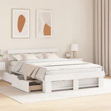 Bed Frame with Headboard White 150 x 200 cm Solid Pine Wood 3382272