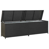 Storage Chest Black Poly Rattan, Powder-Coated Steel Large 46474