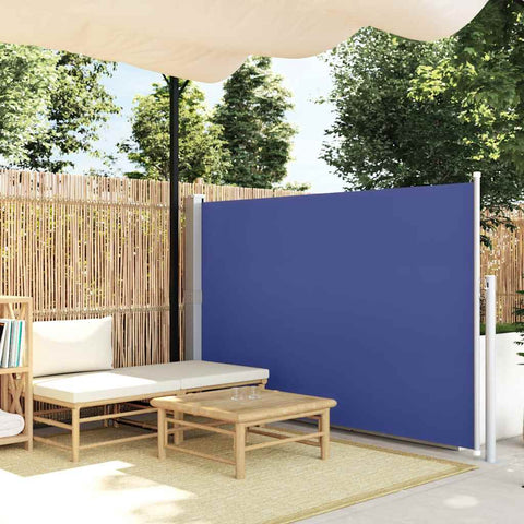 Patio Retractable Side Awning 140x500 cm Blue 48396