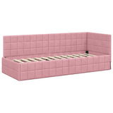 Corner Bed Frame with Headboard Pink 80 cm x 200 cm Velvet 42016371