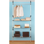 ZNTS Telescopic Wardrobe System with Rods and Shelf Aluminium 321113