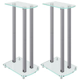 Speaker Stands 2 pcs Silver Tempered Glass 3 Pillars Design 51802