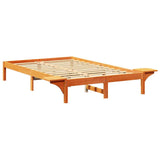 Bed Frame Wax Brown 140 x 190 cm Solid Pine Wood 873195