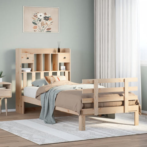 ZNTS Bookcase Bed without Mattress 90x200cm Solid Wood Pine 3322790