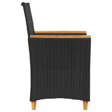 Garden Chairs with Cushions 2 pcs Black Poly Rattan&Solid Wood 368720