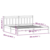 3100613 Bed Frame without Mattress Black Solid Wood 200x200 cm