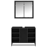 Bathroom Furniture Set 2 pcs Black Oak Engineered Wood 3402461