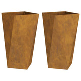 Planter 2 pcs Rusty 40 x 40 x 75 cm Weathering Steel 883793