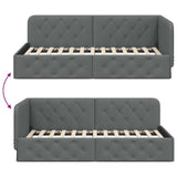 Corner Bed Frame with Headboard Dark Grey 100 x 200 cm Fabric 42016504