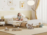 Toddler Bed, Kids Bed Frame with Safety Side Rails, Kids Bedroom Furniture for Ages 3-8 Years, White T3398P422140