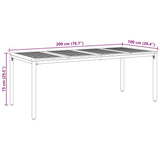 Outdoor Table Natural and Black 200 x 90 x 75 cm 4010613