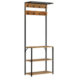 Coat Rack with Shoe Storage 68x30x182 cm Solid Rough Mango Wood 372737