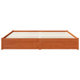Bed Frame with Drawer Wax Brown 200 x 200 cm Solid Pine Wood 3422721