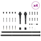 Sliding Door Hardware Kit 427 cm Steel Black 3295746