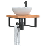 Basin Shelf Wall Mounted Steel and Solid Wood Beech 3302429