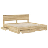 Bed Frame with Drawer Sonoma Oak 200 x 200 cm Engineered Wood 3410856