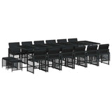 17 Piece Garden Dining Set with Cushions Black Poly Rattan 3210823