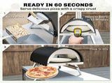 Outdoor Pizza Oven Foldable Legs Pellet Wood Fired Pizza Maker w/ 12" Rotating Stone and Peel T3398P554300