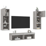 6 Piece TV Wall Units with LED Grey Sonoma Engineered Wood 3216620
